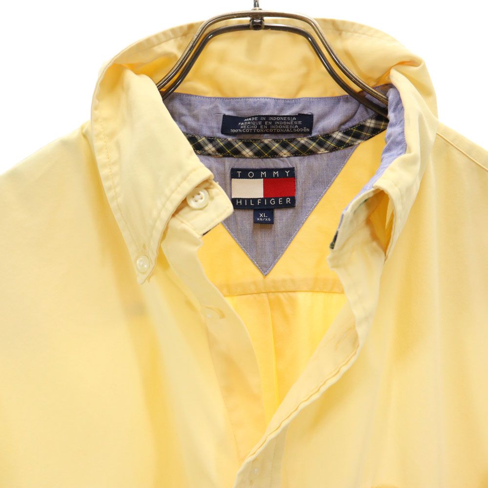 トミーヒルフィガー 90s オールド フラッグタグ 長袖 ボタンダウンシャツ XL イエロー TOMMY HILFIGER メンズ
