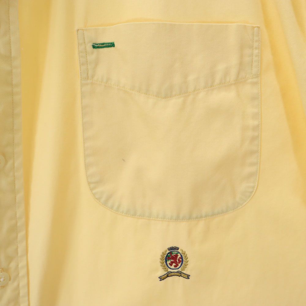 トミーヒルフィガー 90s オールド フラッグタグ 長袖 ボタンダウンシャツ XL イエロー TOMMY HILFIGER メンズ