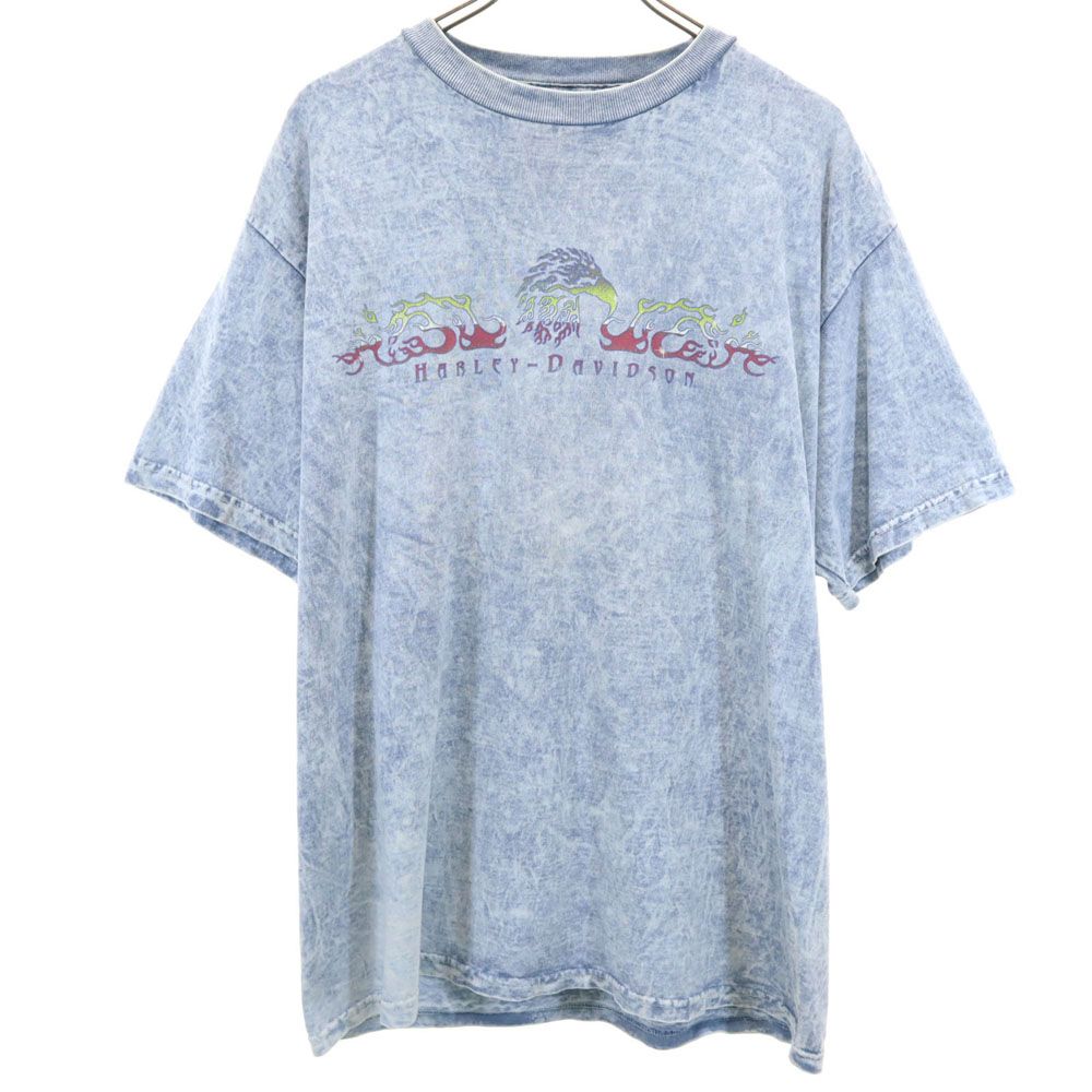 HARLEY DAVIDSON ハーレーダビッドソン プリント 半袖 Tシャツ L ブルー系 メンズ