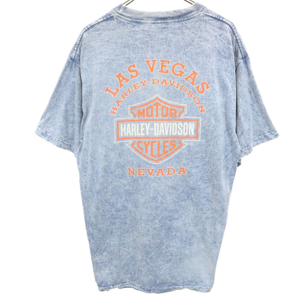 HARLEY DAVIDSON ハーレーダビッドソン プリント 半袖 Tシャツ L ブルー系 メンズ