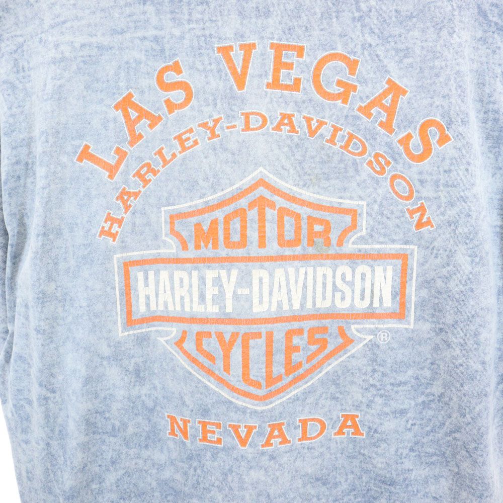 HARLEY DAVIDSON ハーレーダビッドソン プリント 半袖 Tシャツ L ブルー系 メンズ