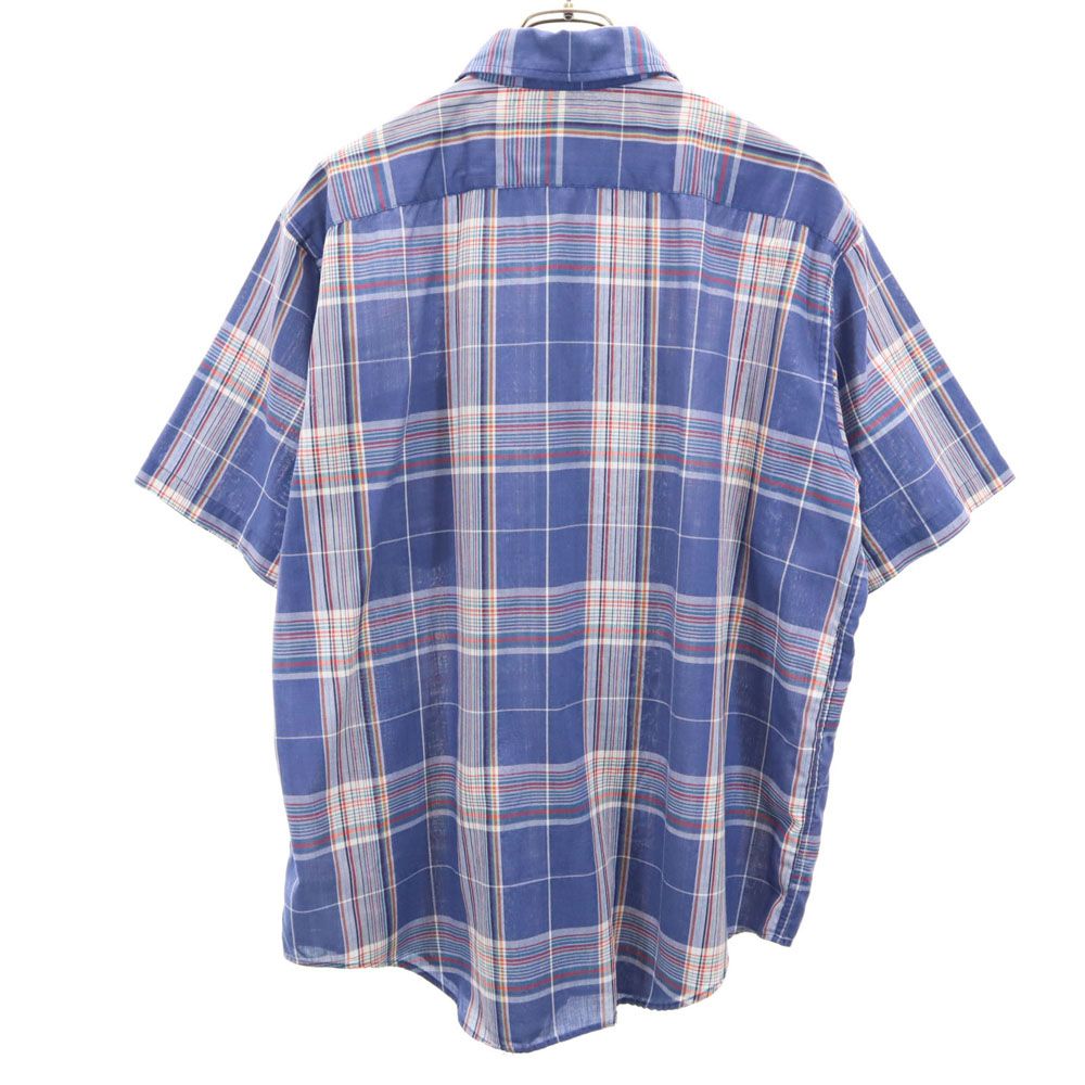 THE ARROW COMPANY アローカンパニー 90s オールド チェック 半袖 ボタンダウンシャツ L ネイビー系 メンズ