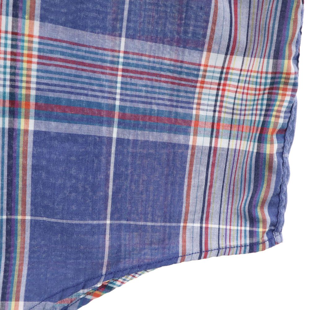 THE ARROW COMPANY アローカンパニー 90s オールド チェック 半袖 ボタンダウンシャツ L ネイビー系 メンズ