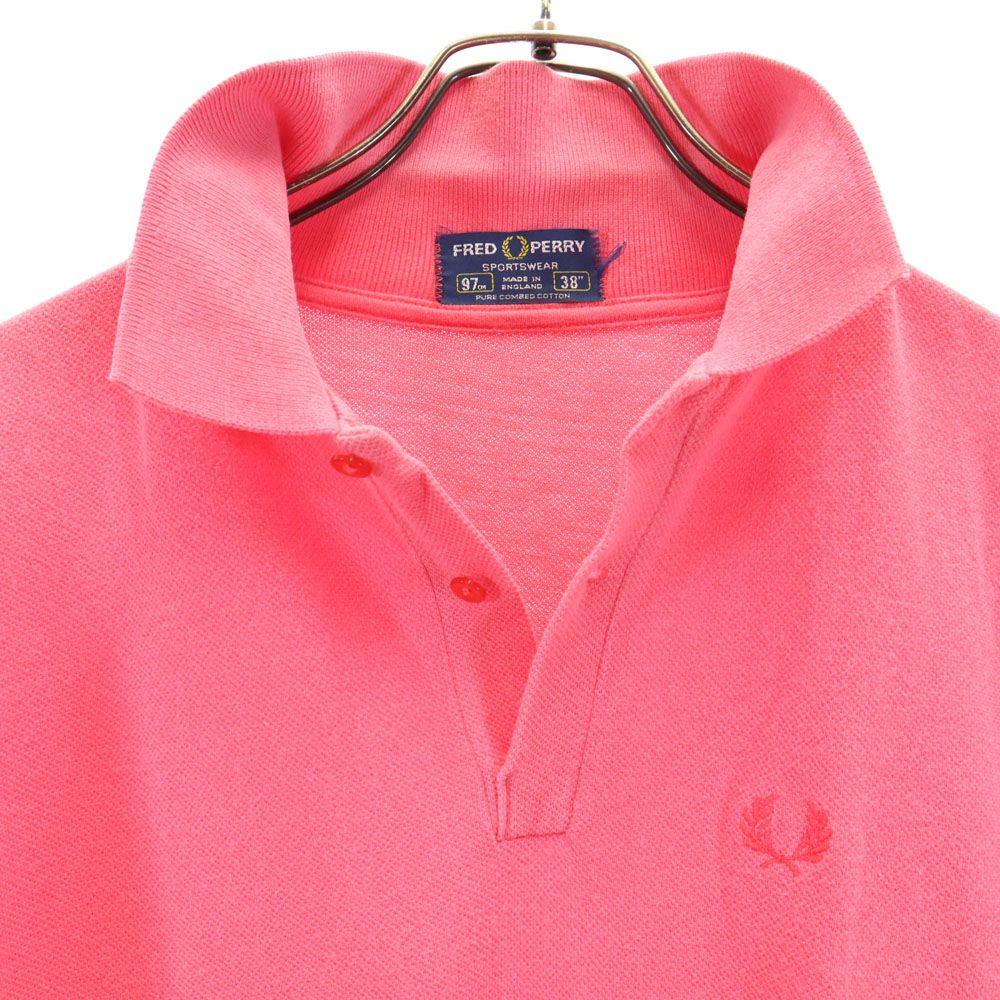 FRED PERRY フレッドペリー 90s オールド 半袖 ポロシャツ 38 ピンク系 鹿の子 メンズ
