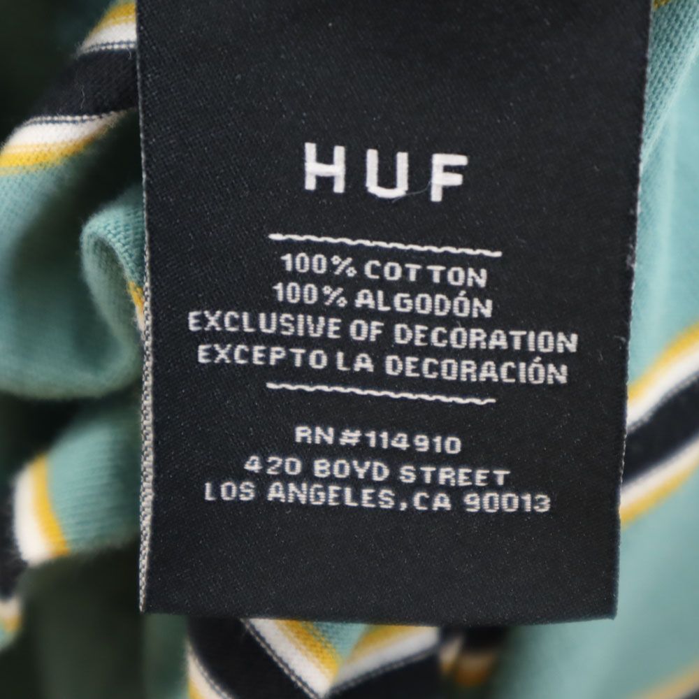 HUF ハフ ストライプ 半袖 Tシャツ M グリーン系 メンズ