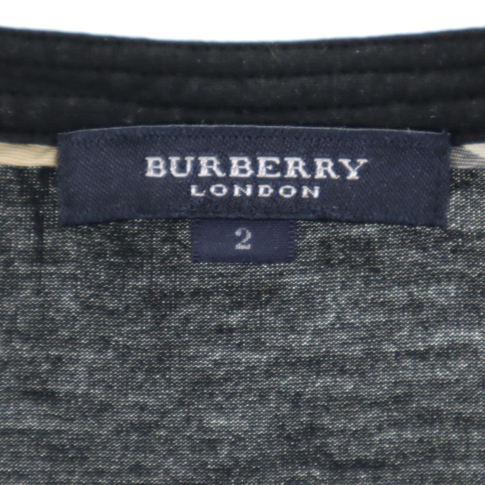 BURBERRY LONDON バーバリーロンドン 三陽商会 日本製 半袖 ヘンリーネック カットソー 2 ブラック系 レディース