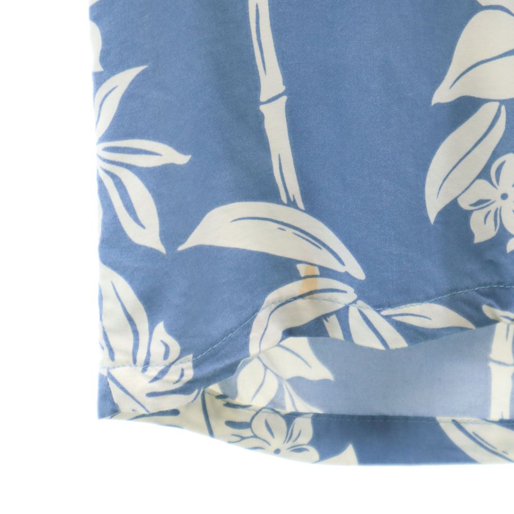 Paradise Matian 80s 90s ハワイ製 オールド 総柄 半袖 レーヨン アロハシャツ S ブルー系 メンズ