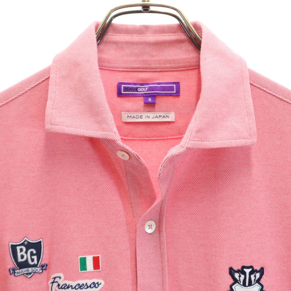 BEAMS GOLF ビームスゴルフ 日本製 ゴルフ 半袖 シャツ S ピンク 鹿の子 メンズ