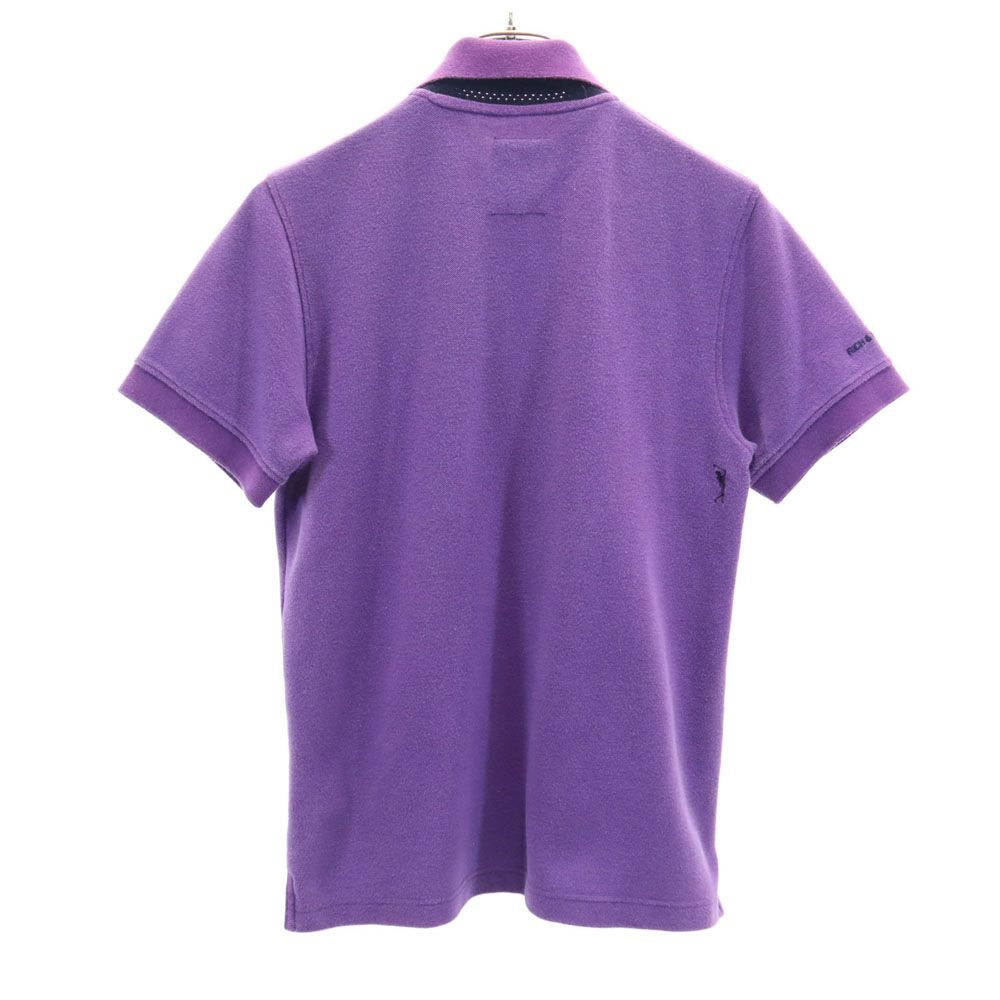 RICH & FAMOUSE 日本製 半袖 ポロシャツ S パープル 鹿の子 レディース