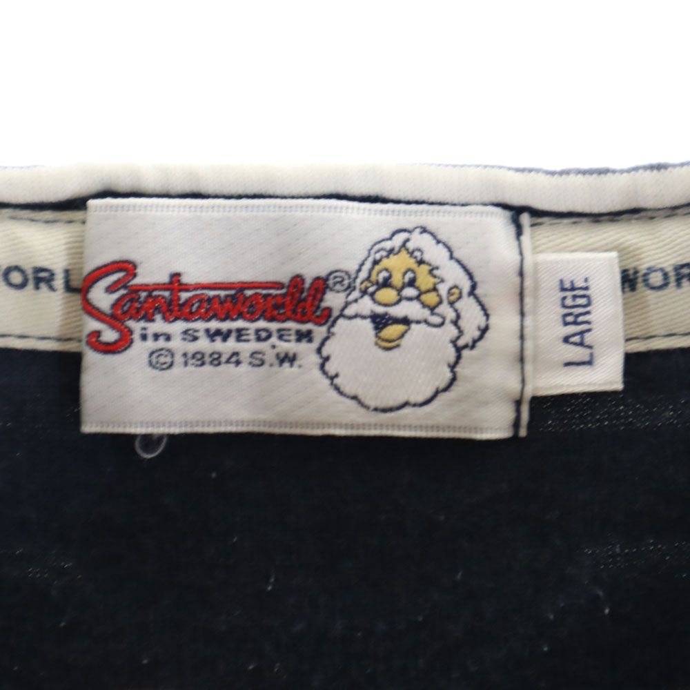 SantaWorld サンタワールド ボーダー柄 プリント 半袖 Tシャツ L ネイビー×ホワイト メンズ