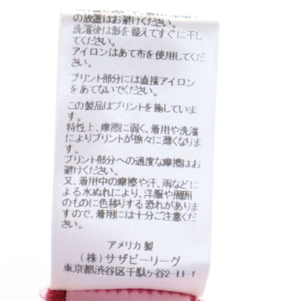 未使用 MOTHER SUPERIOR マザーシュペリオール USA製 リネンブレンド プリント 半袖 Tシャツ M レッド系 レディース