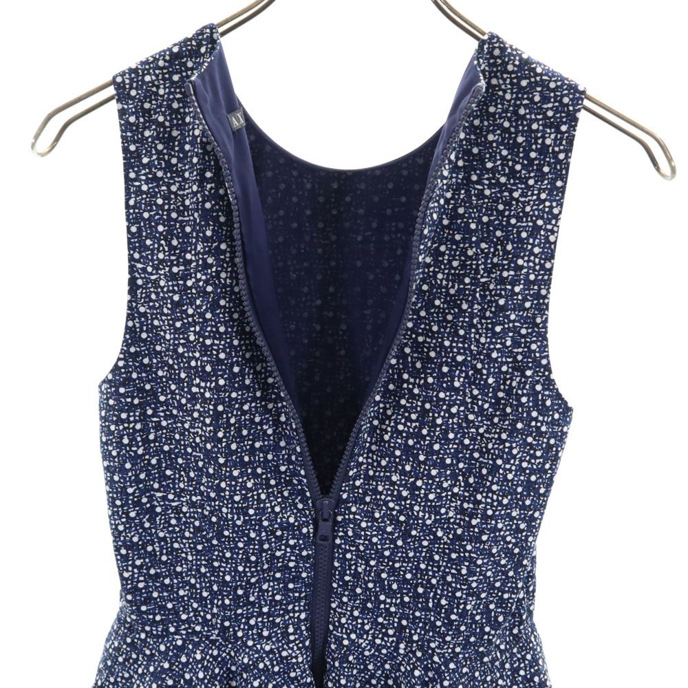 ARMANI EXCHANGE アルマーニエクスチェンジ 総柄 ノースリーブ ワンピース ネイビー系 バックジップ レディース