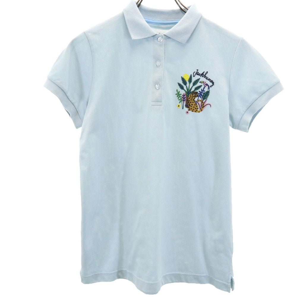 Jack Bunny!! ジャックバニー ゴルフ 半袖 ポロシャツ 2 ブルー系 鹿の子地 刺繍 レディース