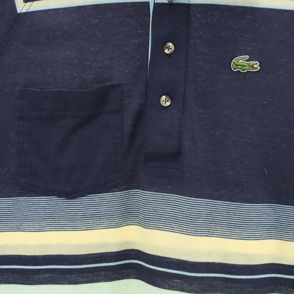 LACOSTE ラコステ 90s オールド ボーダー 半袖 ポロシャツ L ネイビー系 メンズ