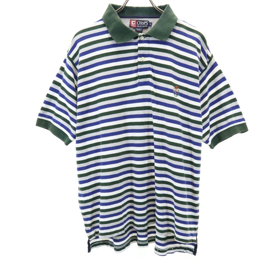 CHAPS RALPH LAUREN チャップスラルフローレン ボーダー柄 半袖 ポロシャツ M 鹿の子地 メンズ