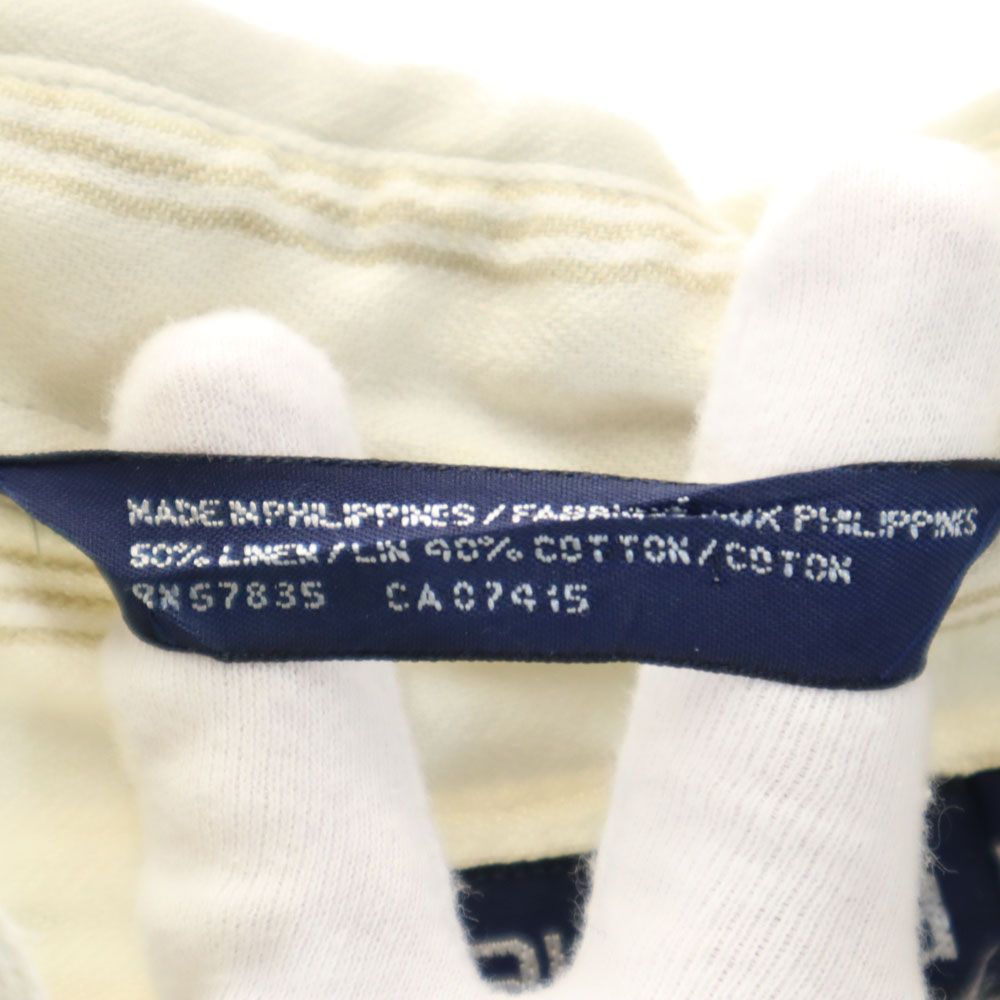 NAUTICA ノーティカ 90s オールド ストライプ柄 半袖 ボタンダウンシャツ XL ホワイト系 メンズ