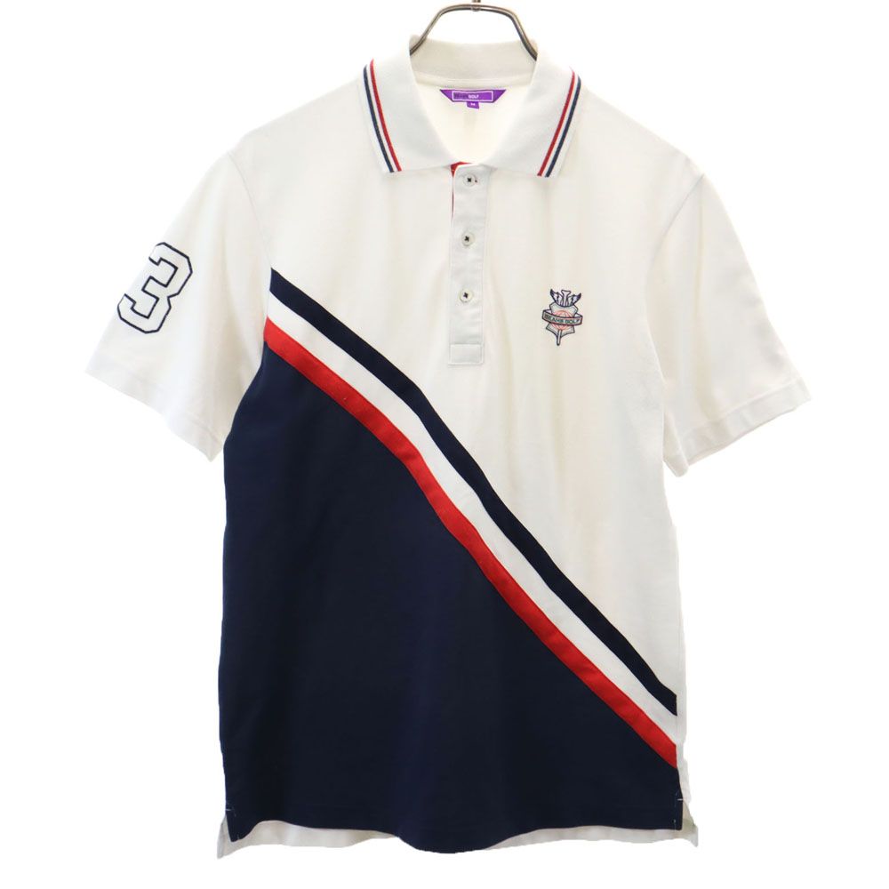 BEAMS GOLF ビームスゴルフ 日本製 半袖 鹿の子 ポロシャツ M ホワイト メンズ