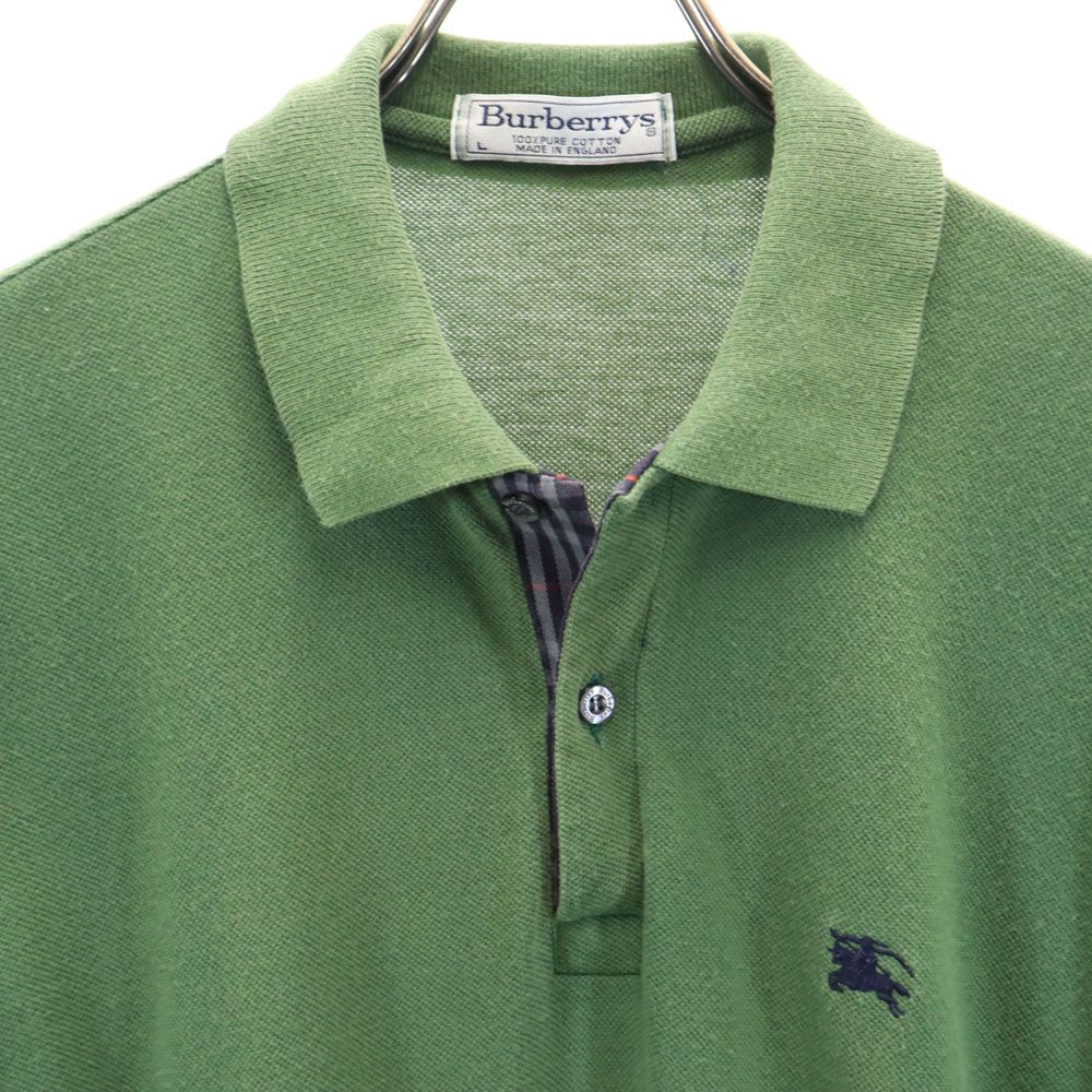 Burberrys バーバリーズ 90s 英国製 オールド 半袖 鹿の子 ポロシャツ L カーキ メンズ