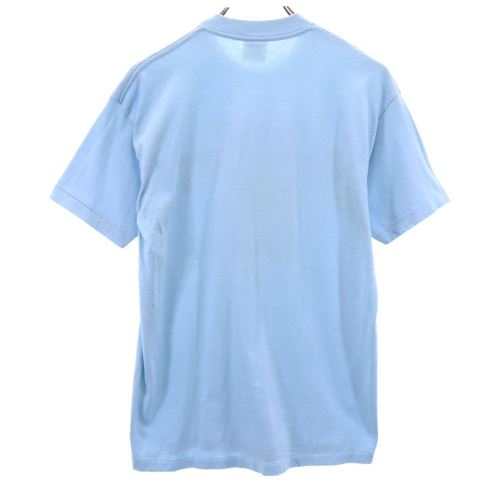 TNT by TRAU & LOEVNER 90s USA製 オールド プリント 半袖 Tシャツ L ブルー メンズ