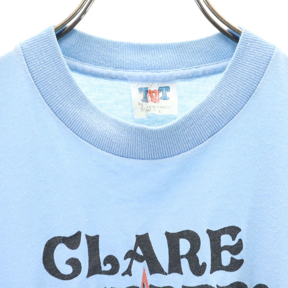 TNT by TRAU & LOEVNER 90s USA製 オールド プリント 半袖 Tシャツ L ブルー メンズ