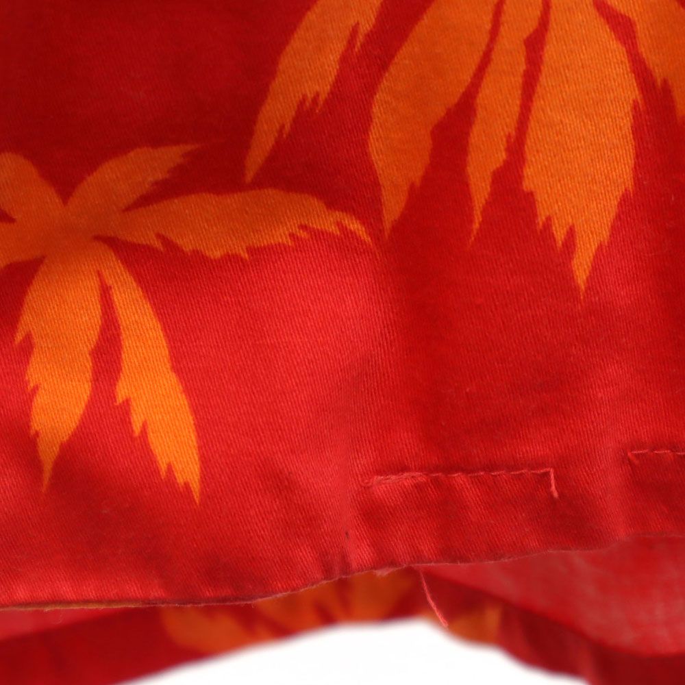 ハイビスカス柄 半袖 オープンカラー アロハシャツ L レッド メンズ