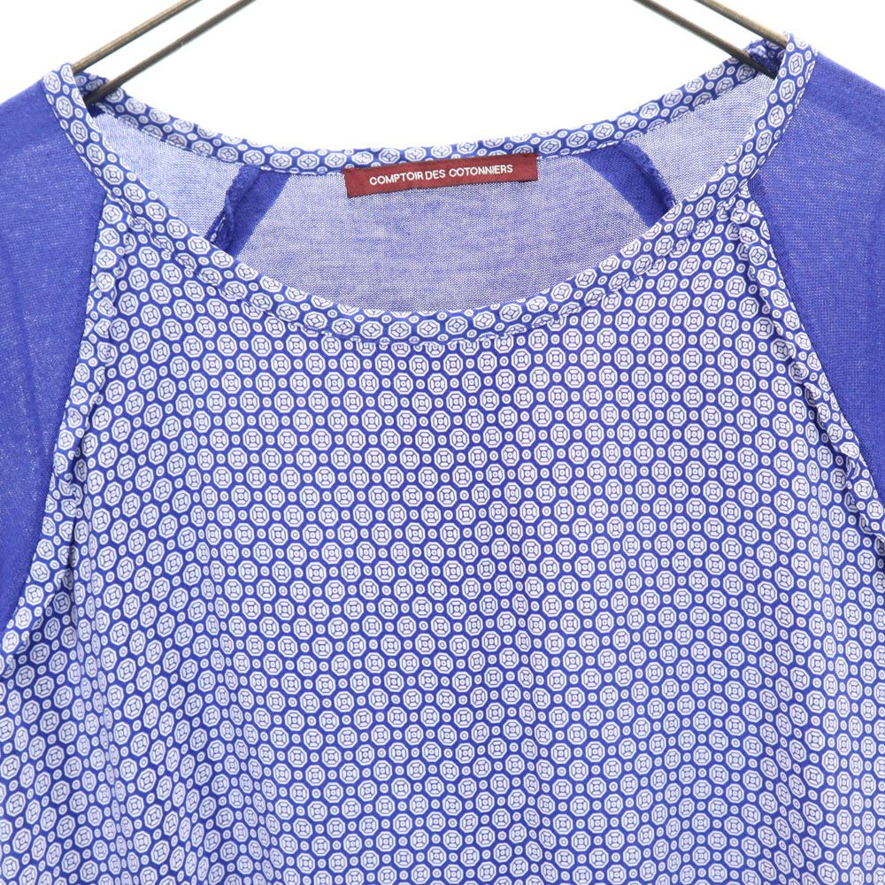 COMPTOIR DES COTONNIERS コントワーデコトニエ 総柄 半袖 Tシャツ M ブルー系 レディース