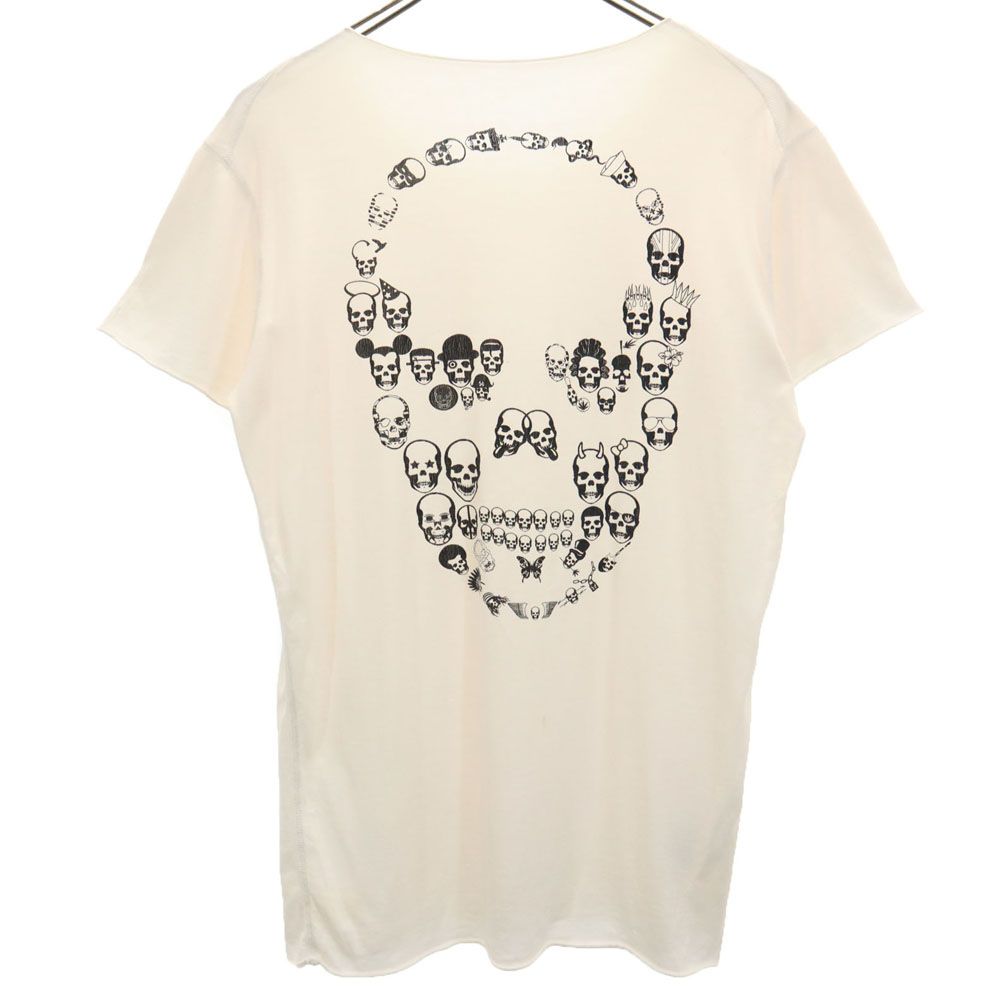 Lucien Pellat-Finet ルシアンペラフィネ イタリア製 スカル柄 バックプリント 半袖 Tシャツ S アイボリー系 メンズ