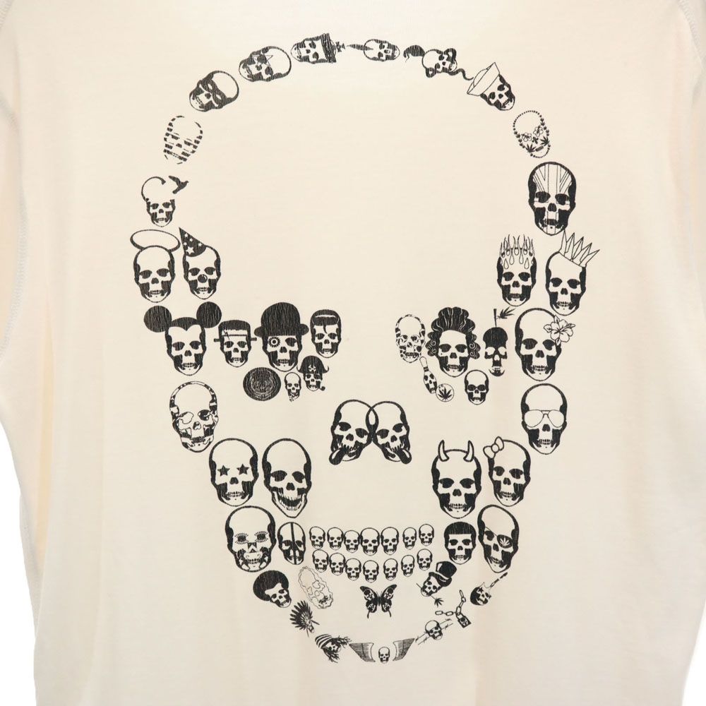 Lucien Pellat-Finet ルシアンペラフィネ イタリア製 スカル柄 バックプリント 半袖 Tシャツ S アイボリー系 メンズ