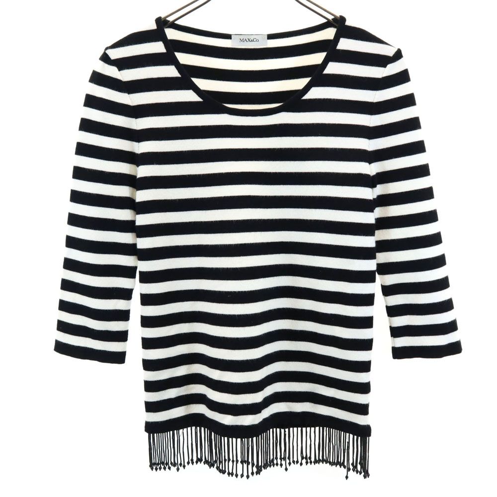 MAX&CO マックスアンドコー ボーダー 7分袖 Tシャツ L ホワイト系 レディース