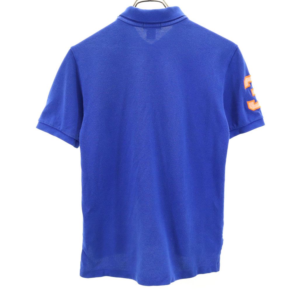 POLO RALPH LAUREN ポロラルフローレン ビッグポニー刺繍 半袖 鹿の子 ポロシャツ M ブルー キッズ