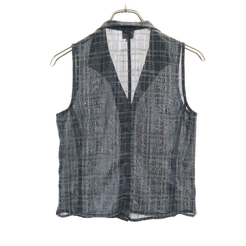 アルマーニコレッツォーニ イタリア製 チェック柄 ノースリーブ シースルー ベスト 40 チャコールブラック系 ARMANI COLLEZIONI レディース