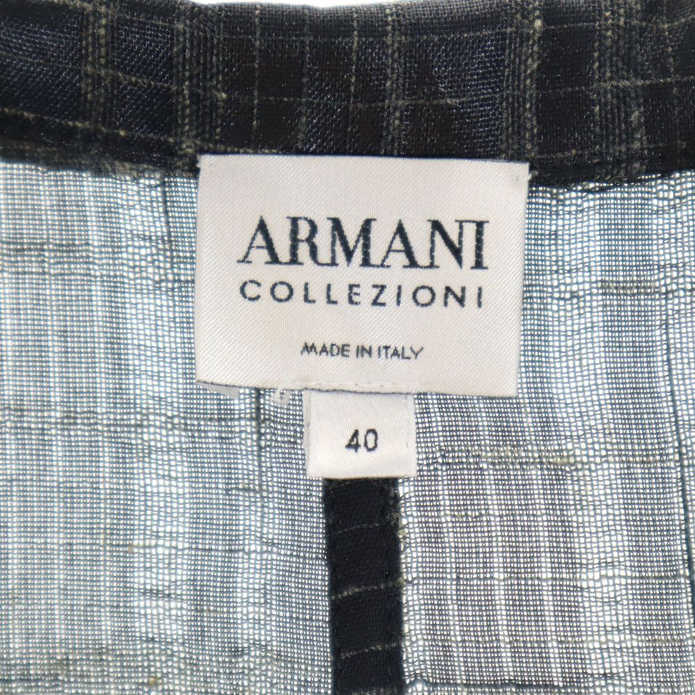 アルマーニコレッツォーニ イタリア製 チェック柄 ノースリーブ シースルー ベスト 40 チャコールブラック系 ARMANI COLLEZIONI レディース