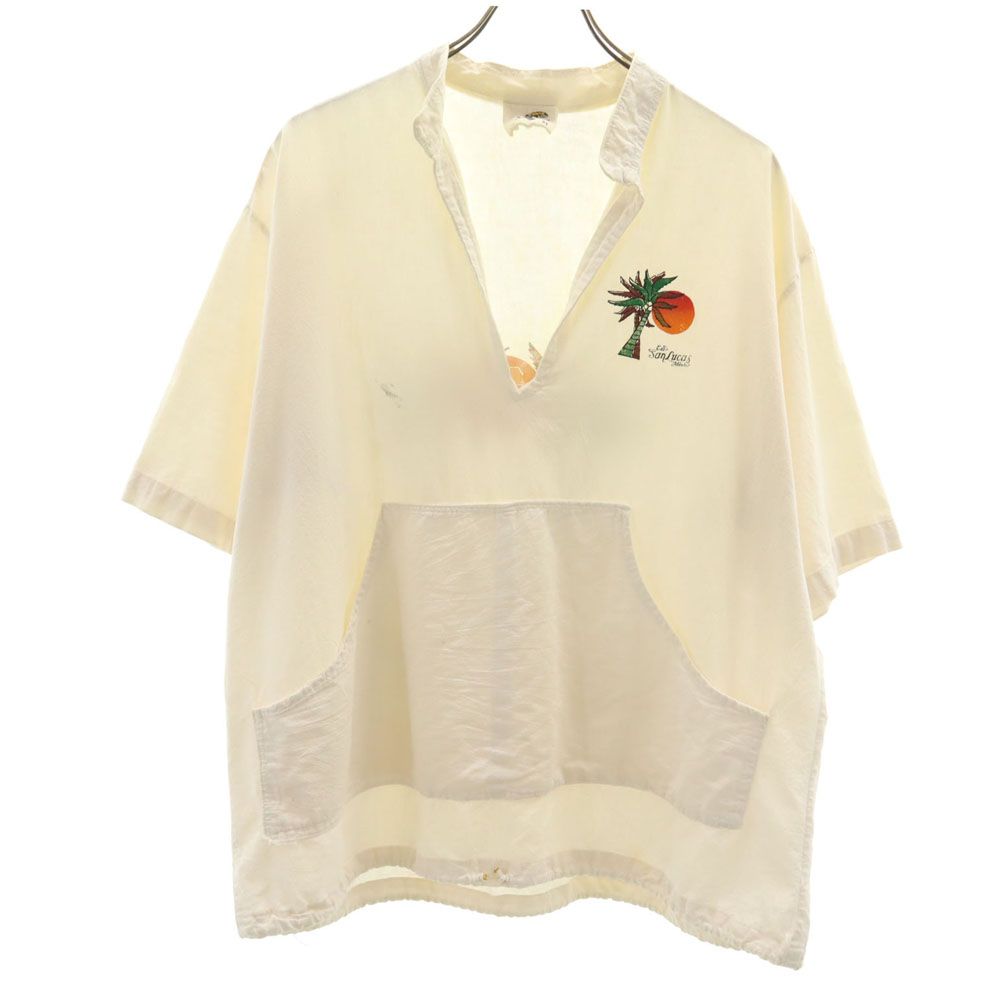 MIRO オールド 半袖 スキッパー シャツ XL ベージュ系 プルオーバー メンズ