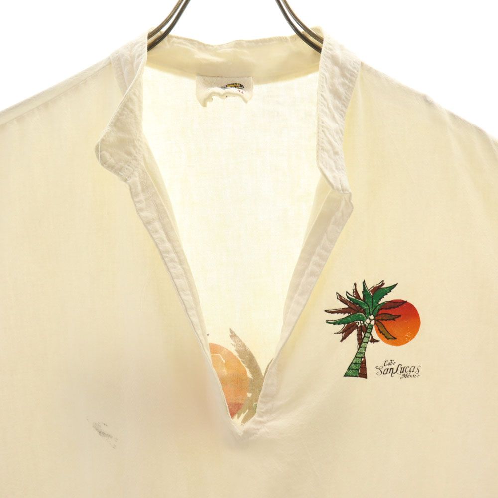 MIRO オールド 半袖 スキッパー シャツ XL ベージュ系 プルオーバー メンズ