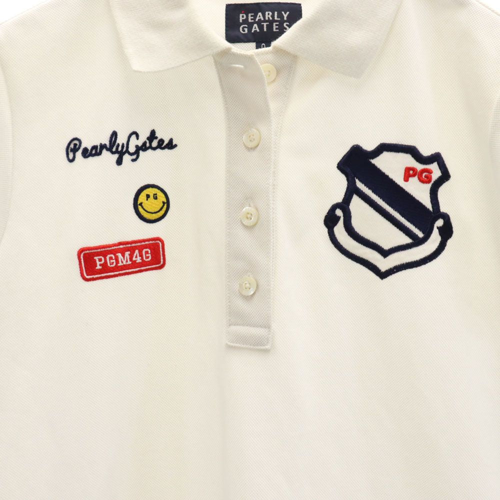 PEARLY GATES パーリーゲイツ 日本製 ゴルフ 半袖 ポロシャツ 白 鹿の子地 レディース