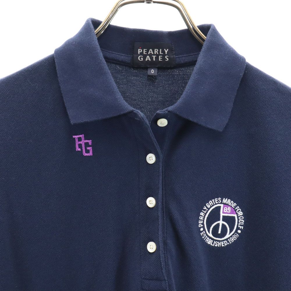 PEARLY GATES パーリーゲイツ 日本製 ゴルフ 半袖 ポロシャツ ネイビー レディース