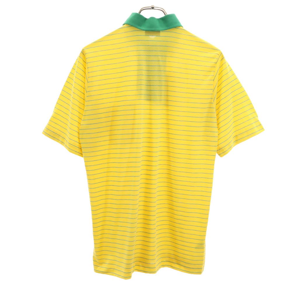 未使用 IZOD LACOSTE アイゾッドラコステ 70s 80s ヴィンテージ デッドストック ボーダー柄 半袖 ポロシャツ S イエロー メンズ