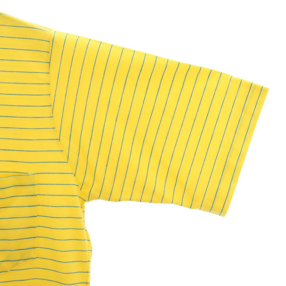 未使用 IZOD LACOSTE アイゾッドラコステ 70s 80s ヴィンテージ デッドストック ボーダー柄 半袖 ポロシャツ S イエロー メンズ