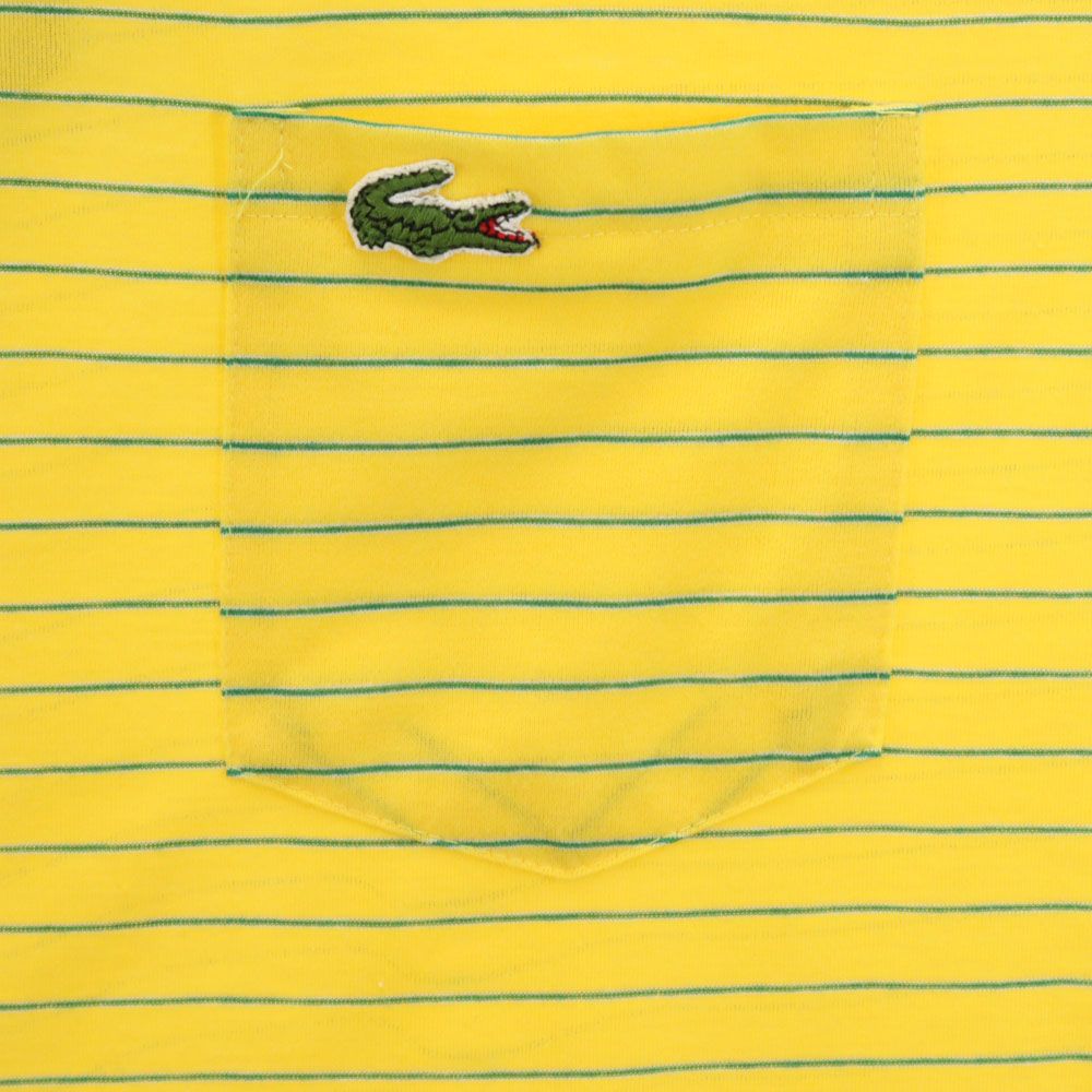 未使用 IZOD LACOSTE アイゾッドラコステ 70s 80s ヴィンテージ デッドストック ボーダー柄 半袖 ポロシャツ S イエロー メンズ
