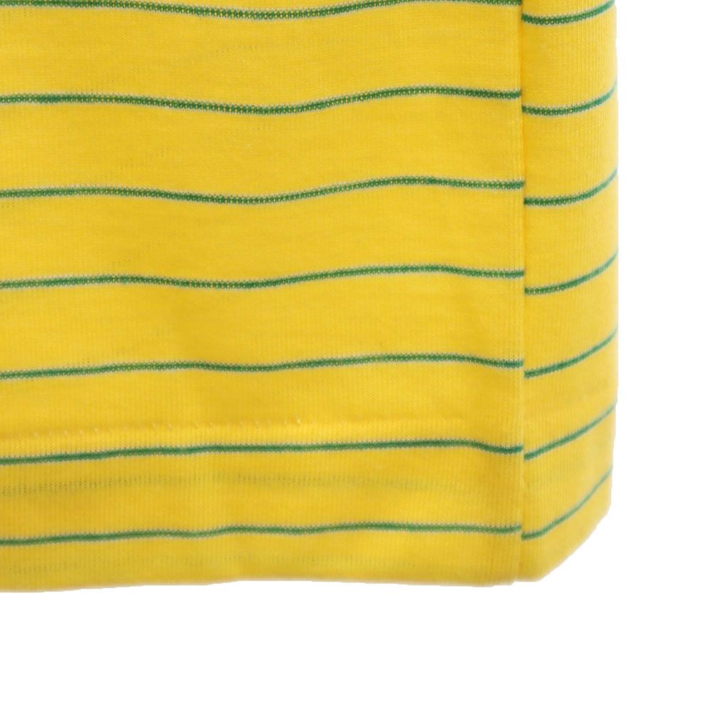 未使用 IZOD LACOSTE アイゾッドラコステ 70s 80s ヴィンテージ デッドストック ボーダー柄 半袖 ポロシャツ S イエロー メンズ