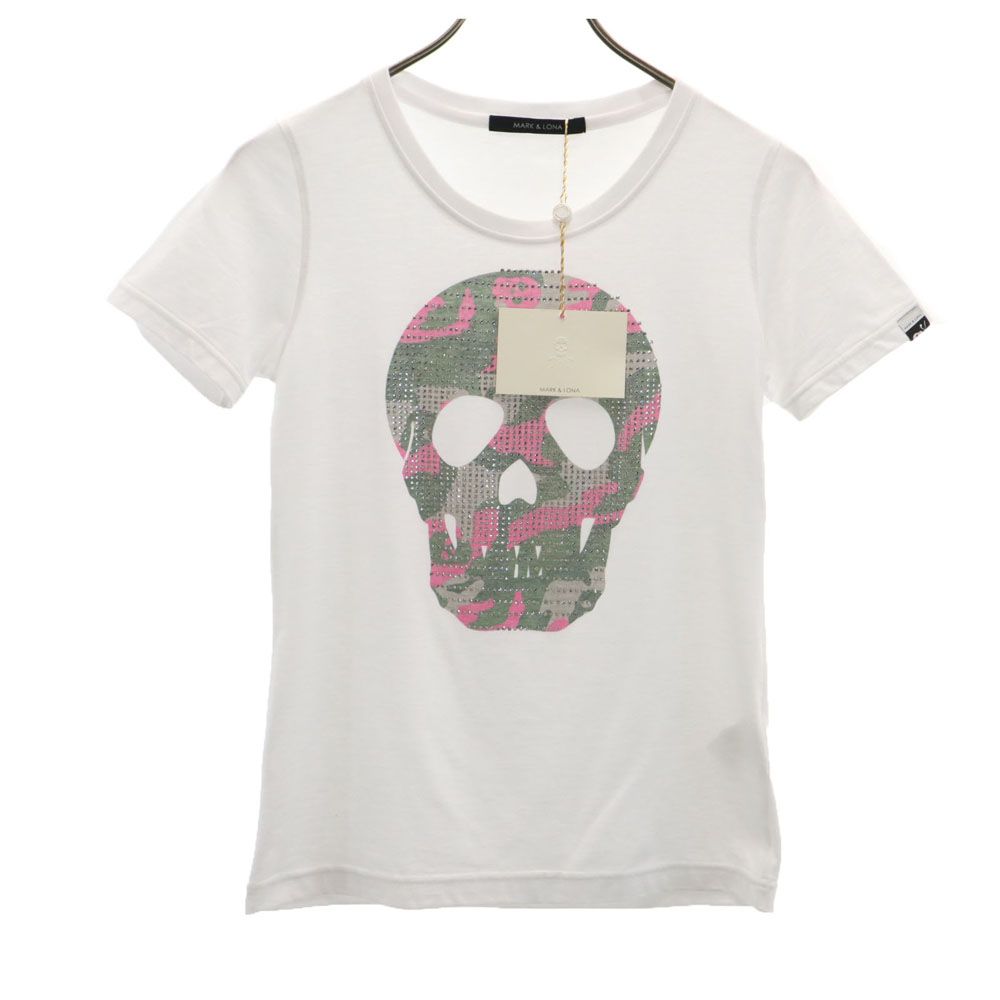 MARK&LONA マークアンドロナ 日本製 半袖 Tシャツ M ホワイト スカル レディース