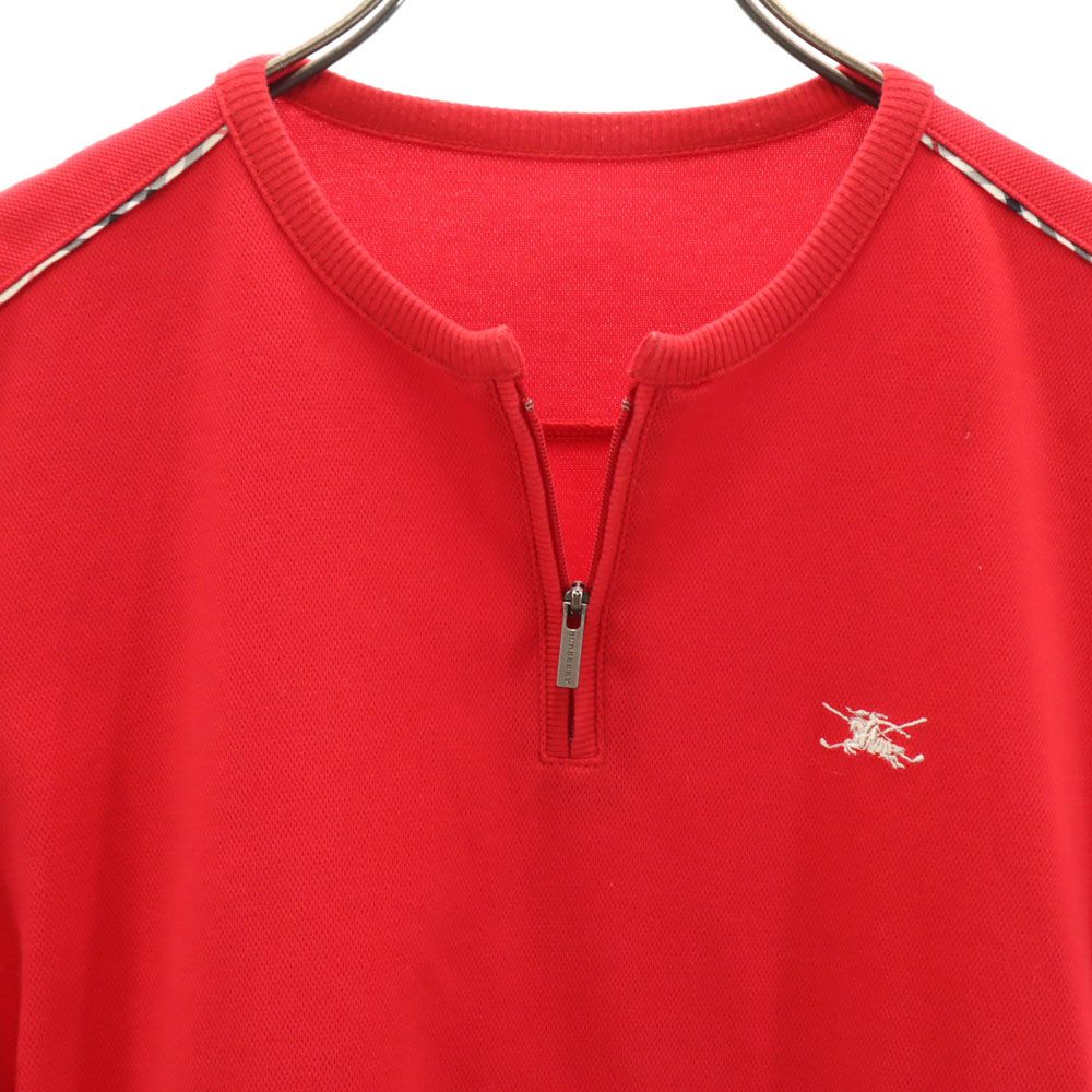 BURBERRY GOLF バーバリーゴルフ 三陽商会 日本製 ゴルフ 半袖 ハーフジップ ポロシャツ M レッド レディース