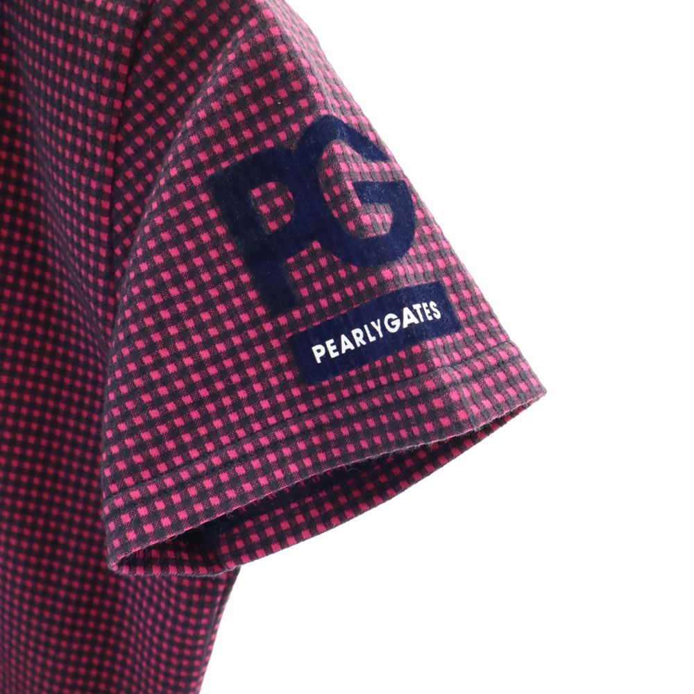 PEARLY GATES パーリーゲイツ 日本製 チェック柄 ゴルフ 半袖 ポロシャツ マゼンタ系 GOLF レディース