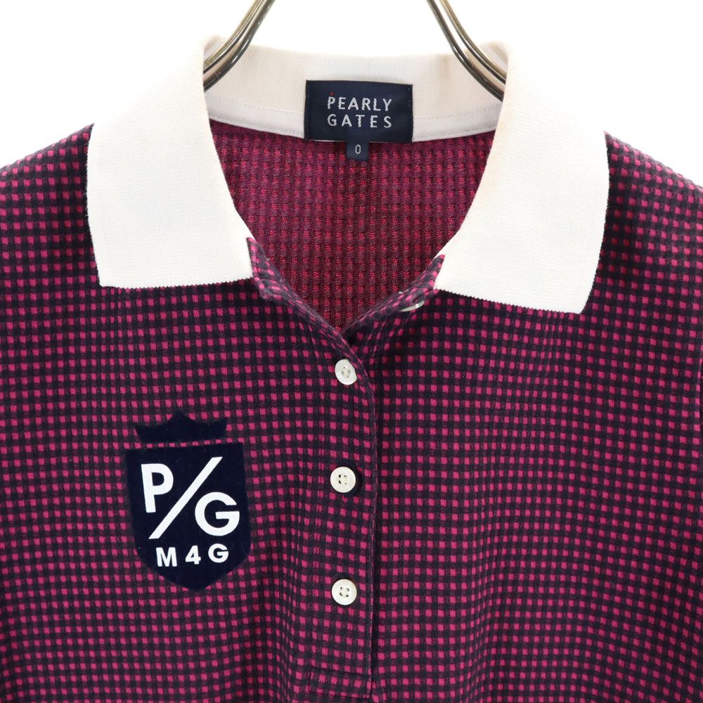 PEARLY GATES パーリーゲイツ 日本製 チェック柄 ゴルフ 半袖 ポロシャツ マゼンタ系 GOLF レディース