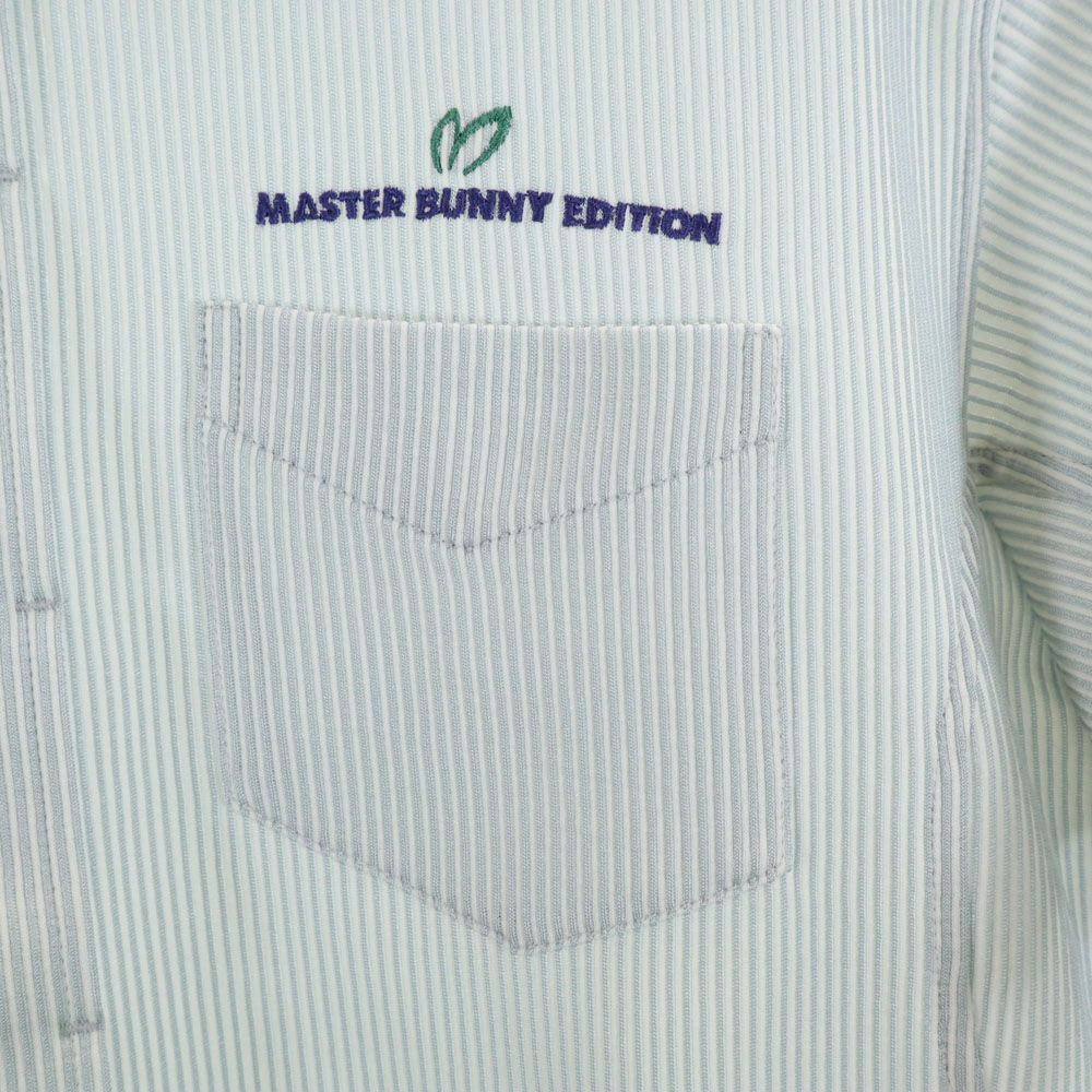 MASTER BUNNY EDITION マスターバニーエディション 日本製 ストライプ ゴルフ 半袖 ハーフボタン ボタンダウンシャツ 4 グレー系 メンズ