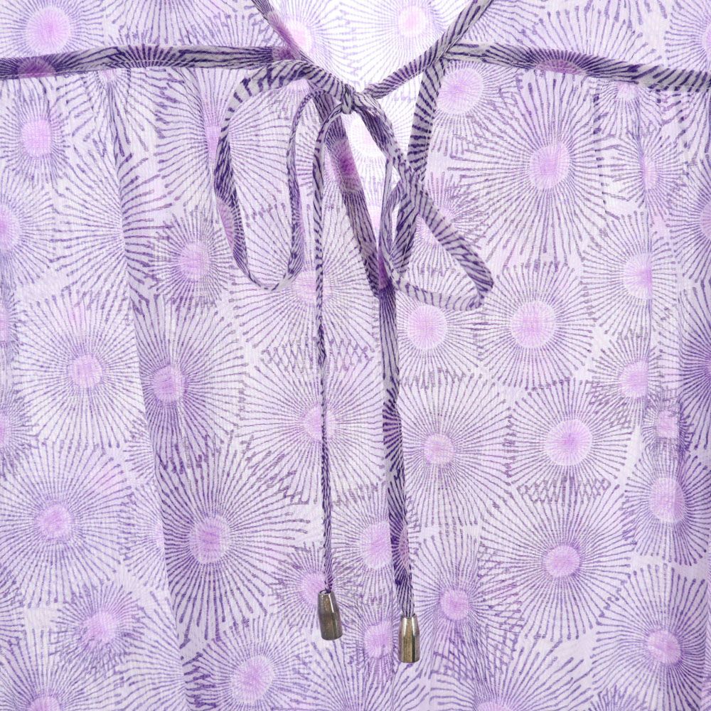 ARMANI EXCHANGE アルマーニエクスチェンジ 総柄 7分袖 シースルー チュニック XS パープル レディース