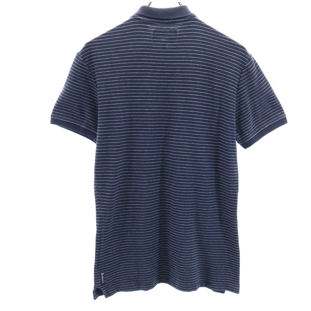 ARMANI JEANS アルマーニジーンズ ボーダー 半袖 ポロシャツ XS ネイビー系 鹿の子 メンズ