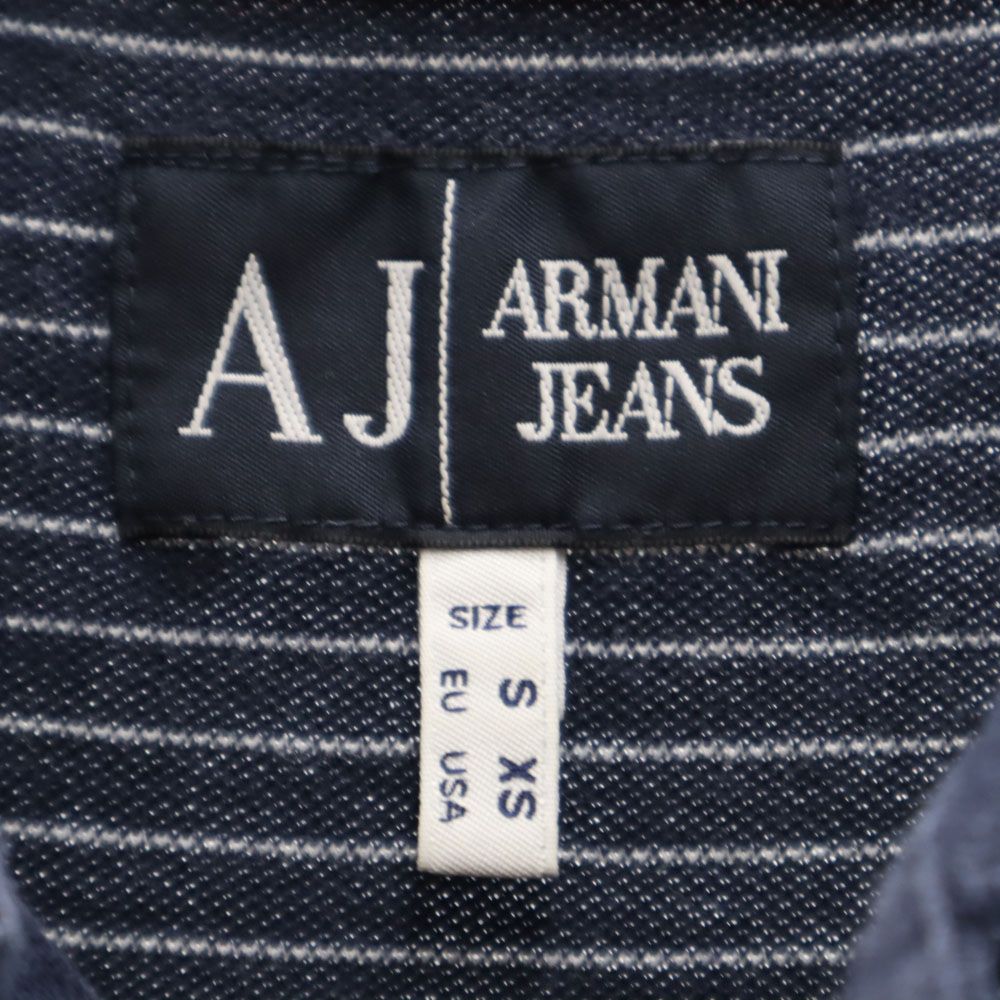 ARMANI JEANS アルマーニジーンズ ボーダー 半袖 ポロシャツ XS ネイビー系 鹿の子 メンズ