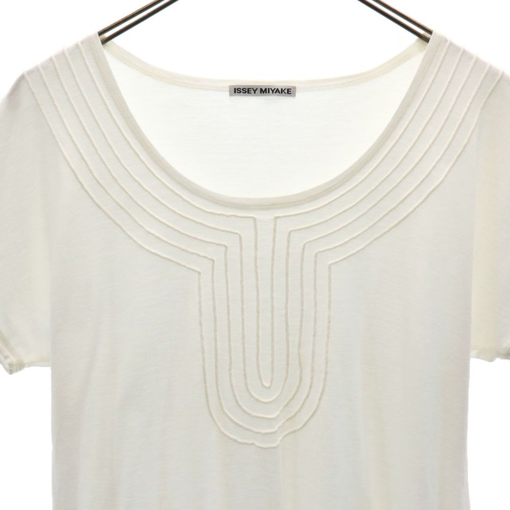 ISSEY MIYAKE イッセイミヤケ 日本製 半袖 ワンピース 2 ホワイト レディース