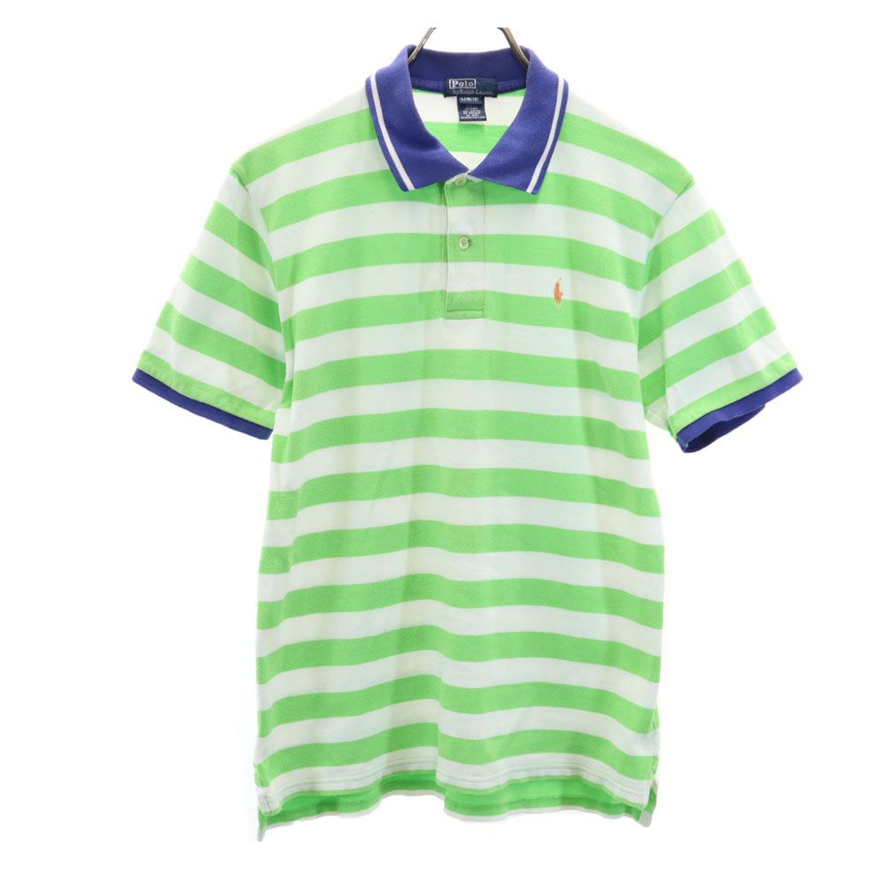 Polo by Ralph Lauren ポロバイラルフローレン ボーダー 半袖 ポロシャツ L グリーン系 鹿の子 メンズ